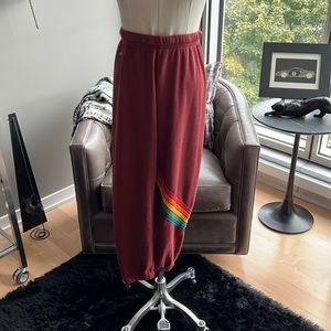 Aviator Nation Chevron Stripe Joggers in Claret Size XS